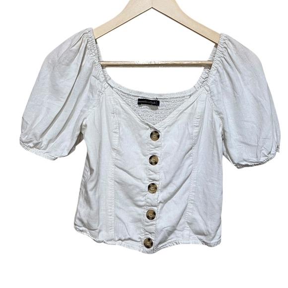Abercrombie & Fitch Tops - Abercrombie & Fitch Cottage Core Smocked Button-Front Puff Sleeve Top Blouse‎ XS